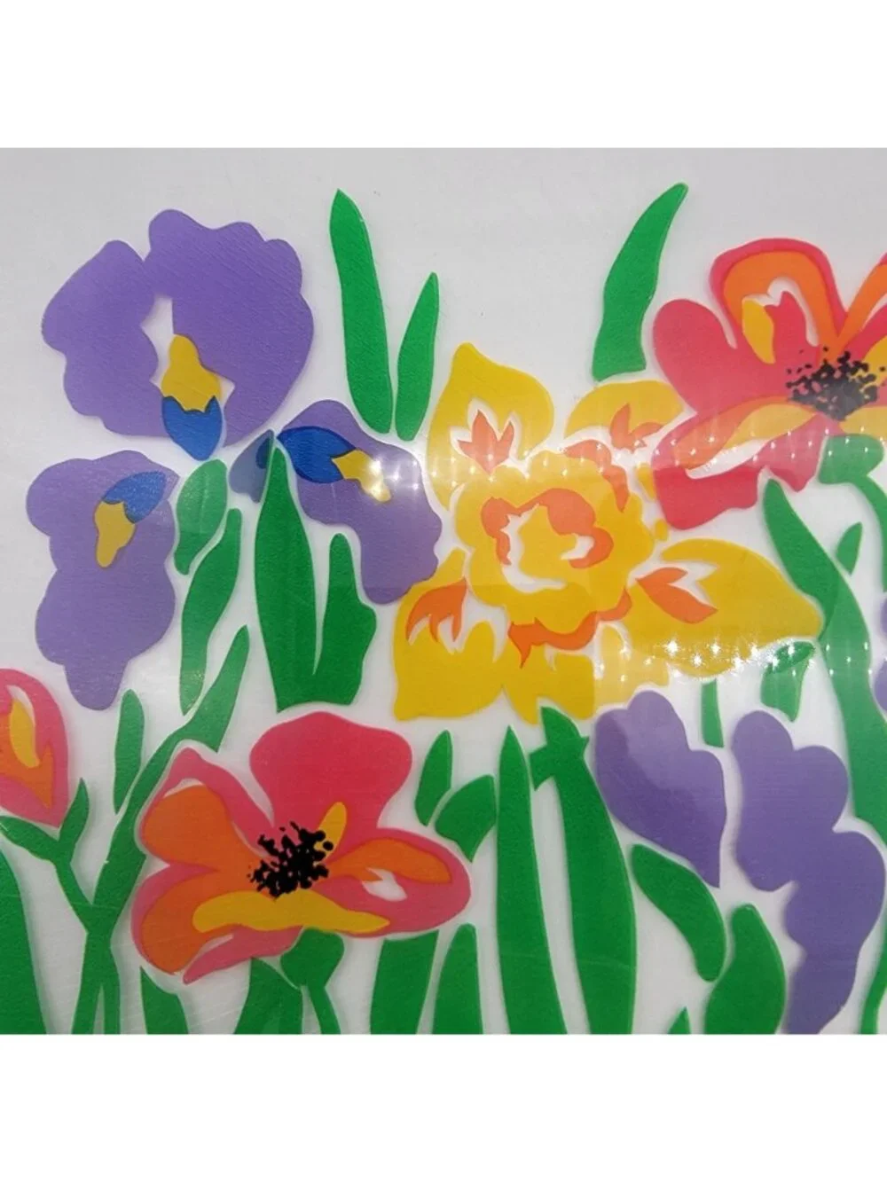 Vintage Acrylic Floral Serving Tray With Handles Colorful Flower Design